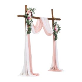 Artificial Wedding Arch Flowers Kit, Pink Wedding Arch Flowers with Drapes Kit (Pack of 4) - 2 Pcs Floral Arrangement, 2 Pcs Sheer Drapes