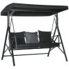 3-Seat Patio Swing Chair Outdoor Canopy Glider with Cushion 3 Throw Pillows Adjustable Shade for Porch Garden
