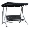 3-Person Outdoor Patio Swing Chair with Adjustable Canopy Heavy-Duty Steel Frame Garden Swing Bench for Backyard Patio