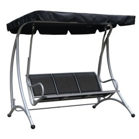 3-Person Outdoor Patio Swing Chair with Adjustable Canopy Heavy-Duty Steel Frame Garden Swing Bench for Backyard Patio