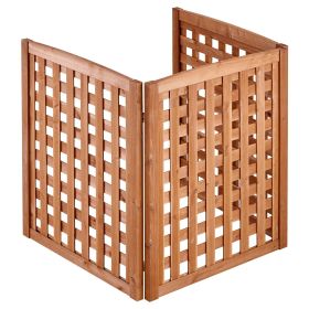 Wooden Privacy Fence, 32 x 38 inch Air Conditioner Fence, 3 Panel Solid Outdoor Wood Privacy Screen with Adjustable Angle, Hinge-Reinforced Struc