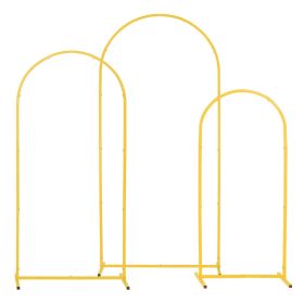 Arch Backdrop Stand, Set of 3, 6/5/4 ft, Stable Structure, Easy Assembly, Gold Metal Arch Backdrop Stand for Wedding, Birthday Party, Graduation