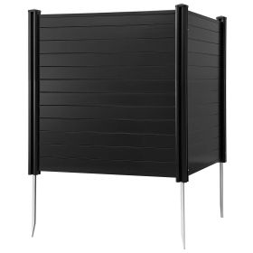 2 Panels Outdoor Privacy Screen, 48 x 48 in Air Conditioner Fence with 27.6 in Ground Stakes, Pool Equipment Enclosure, Horizontal Vinyl Privacy