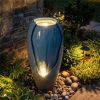 16"×32" Outdoor Cracked Jar Water Fountain with LED Lights Resin Patio Water Feature