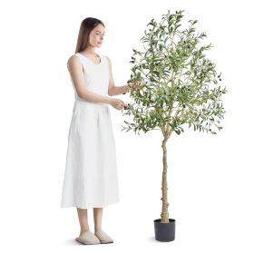 Artificial Olive Tree, 6 FT Tall Faux Plant, Secure PE Material & Anti-Tip Tilt Protection Low-Maintenance Plant
