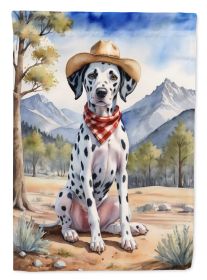 Dalmatian Cowboy Welcome House Flag Large Porch Sleeve Pole Decorative Outside Yard Banner Artwork Wall Hanging, Polyester, House Size, Multicolo