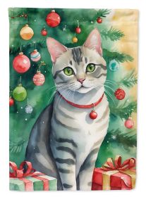 Asian Cat By the Christmas Tree Garden Flag Mailbox Flag Decorative Yard Flag Banner Outside Patio Artwork Yard Flower Beds, Garden Size, Multico