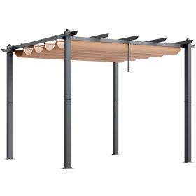 10'x10' Outdoor Retractable Pergola with Canopy, Aluminum Pergola with Retractable Canopy, Modern Pergola with Sun Shade Canopy for Patios, Garde