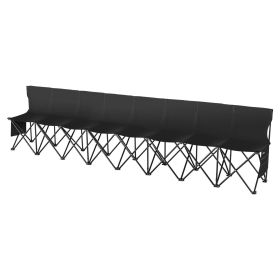 Portable Folding Bench, 8 Seat Foldable Soccer Bench with Side Pockets and Carrying Bag, Lightweight Sideline Seating with Back Rest for Football