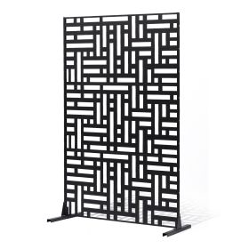 Metal Privacy Screen, 47" W x 76" H, Outdoor Privacy Screens 3-Panel, Freestanding Outdoor Divider with Stand