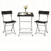 3 Piece Folding PE Rattan Bistro Set, Black Wicker Patio Dining Set with 1 Coffee Table & 2 Ergonomic Chairs