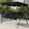 Outdoor 3-Seat Patio Swing Chair with Cushion and Adjustable Canopy, Black for Garden