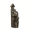 Outdoor Garden Water Fountain: 3-Tier Cascading Waterfall with LED Lights, Water Wheel & Birdhouse Design for Home Yard Decor