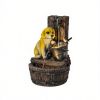 22" 3-Tier Puppy Themed Resin Garden Fountain: Rustic Brown Outdoor Water Fountain with LED Lights & Adjustable Flow