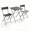 3 Piece Folding PE Rattan Bistro Set, Black Wicker Patio Dining Set with 1 Coffee Table & 2 Ergonomic Chairs