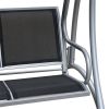 3-Person Outdoor Patio Swing Chair with Adjustable Canopy Heavy-Duty Steel Frame Garden Swing Bench for Backyard Patio