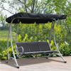 3-Person Outdoor Patio Swing Chair with Adjustable Canopy Heavy-Duty Steel Frame Garden Swing Bench for Backyard Patio