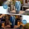16"×32" Outdoor Cracked Jar Water Fountain with LED Lights Resin Patio Water Feature