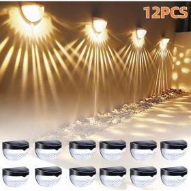 6 Pack Solar Fence Lights Outdoor Waterproof  Solar Powered Deck Step Stair Post Wall Lights Outdoor Lighting For Deck  Black (Option: Warm Lights-12PCS)